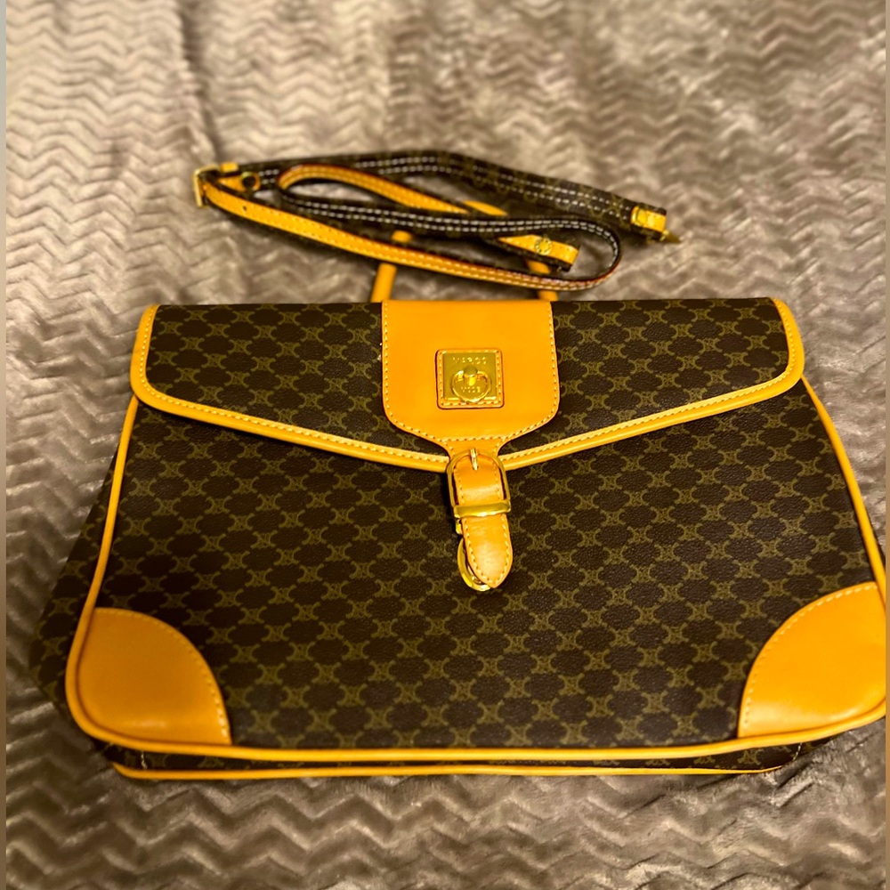 Marco Italian Brand  Leather Monogram Conseiller bag  Crossbody Briefcase VTG